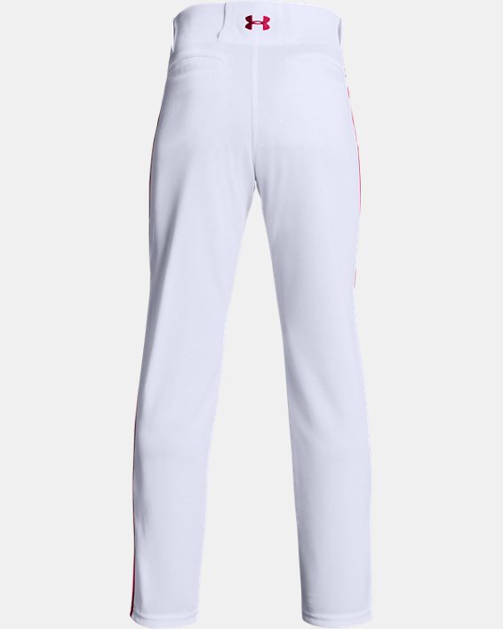 Boys' UA Utility Relaxed Piped Baseball Pants, White, pdpMainDesktop image number 1